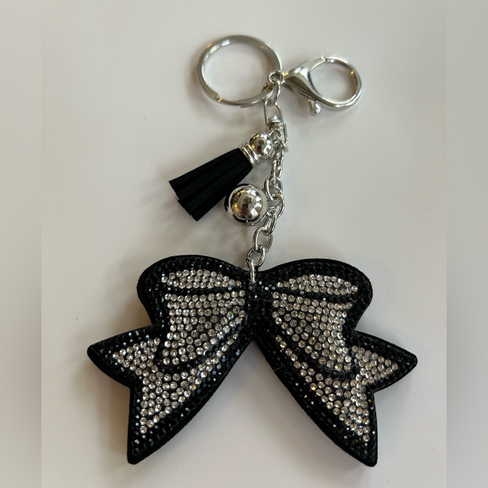 Rhinestone silver Bow keychain handbag charm purse